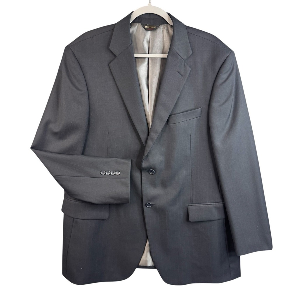 Montefino Uomo Men's Blazer 44R Super 120's Merino Wool‎ Navy Blue Italy